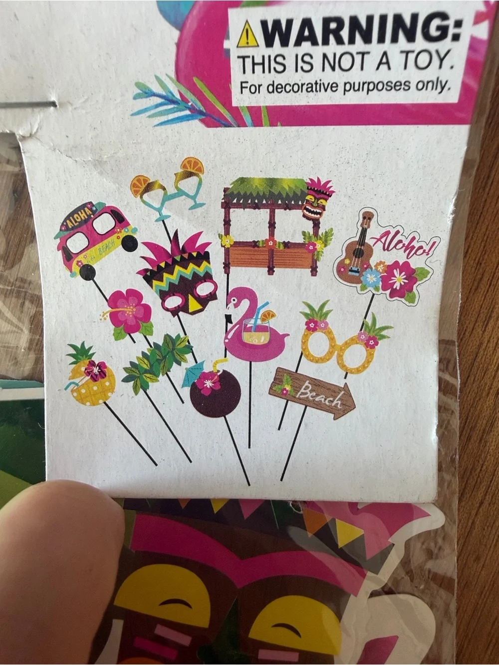 Hobby Lobby Tropical Party Photo Props - Pink, Green, Yellow
